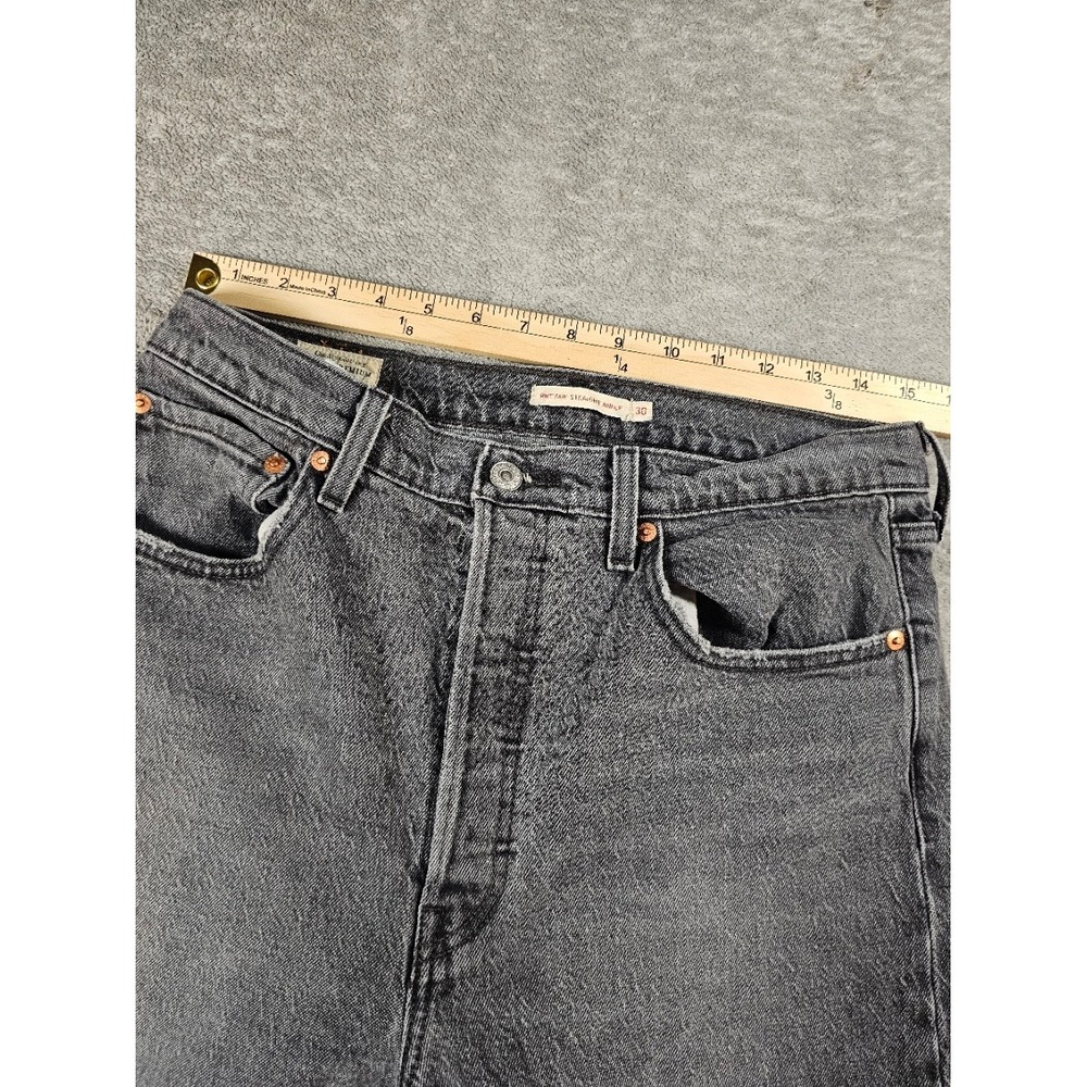 Levis Premium Ribcage Straight Ankle Jeans Faded Black High Rise button fly y2k - Picture 4 of 8